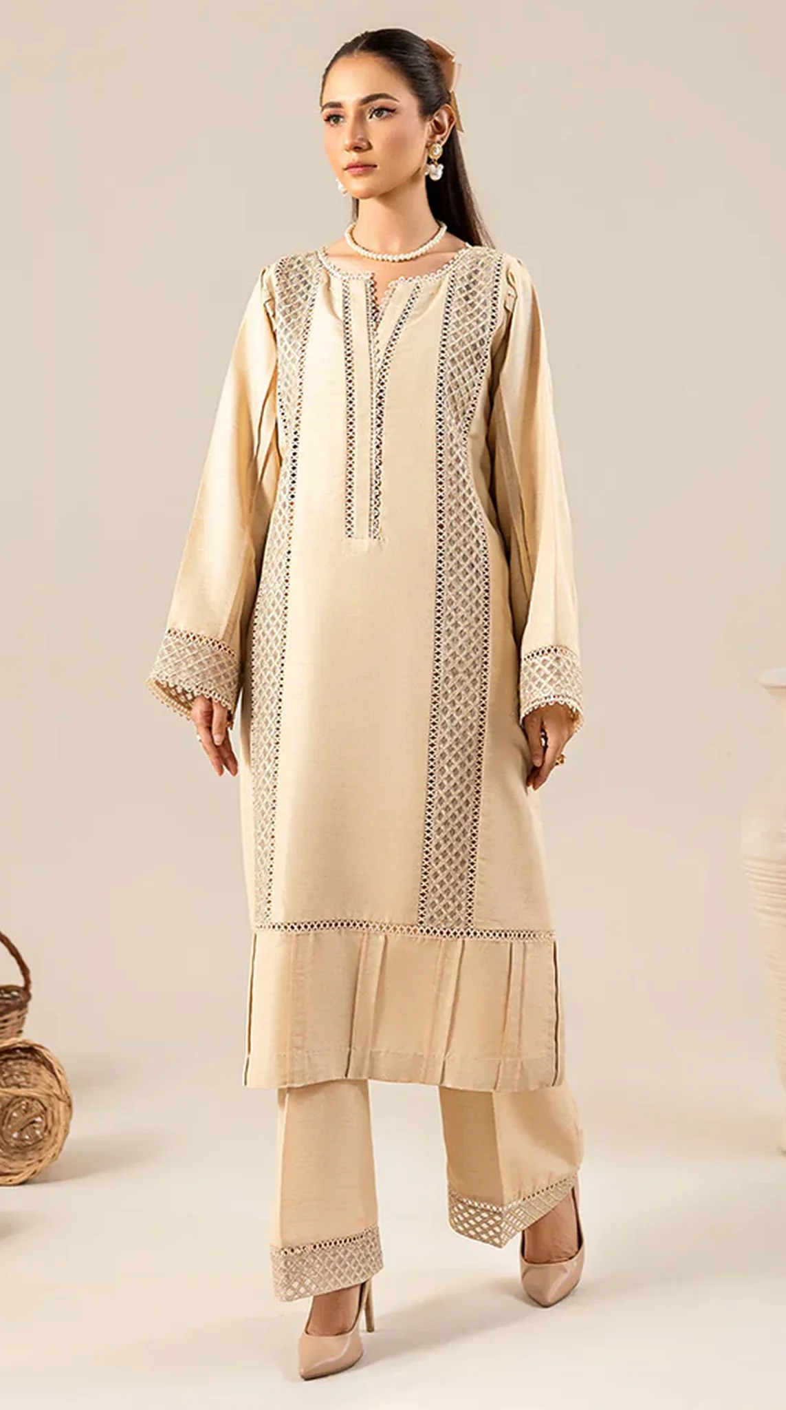 Ivory Raw Silk Co-ord Set - Image 3
