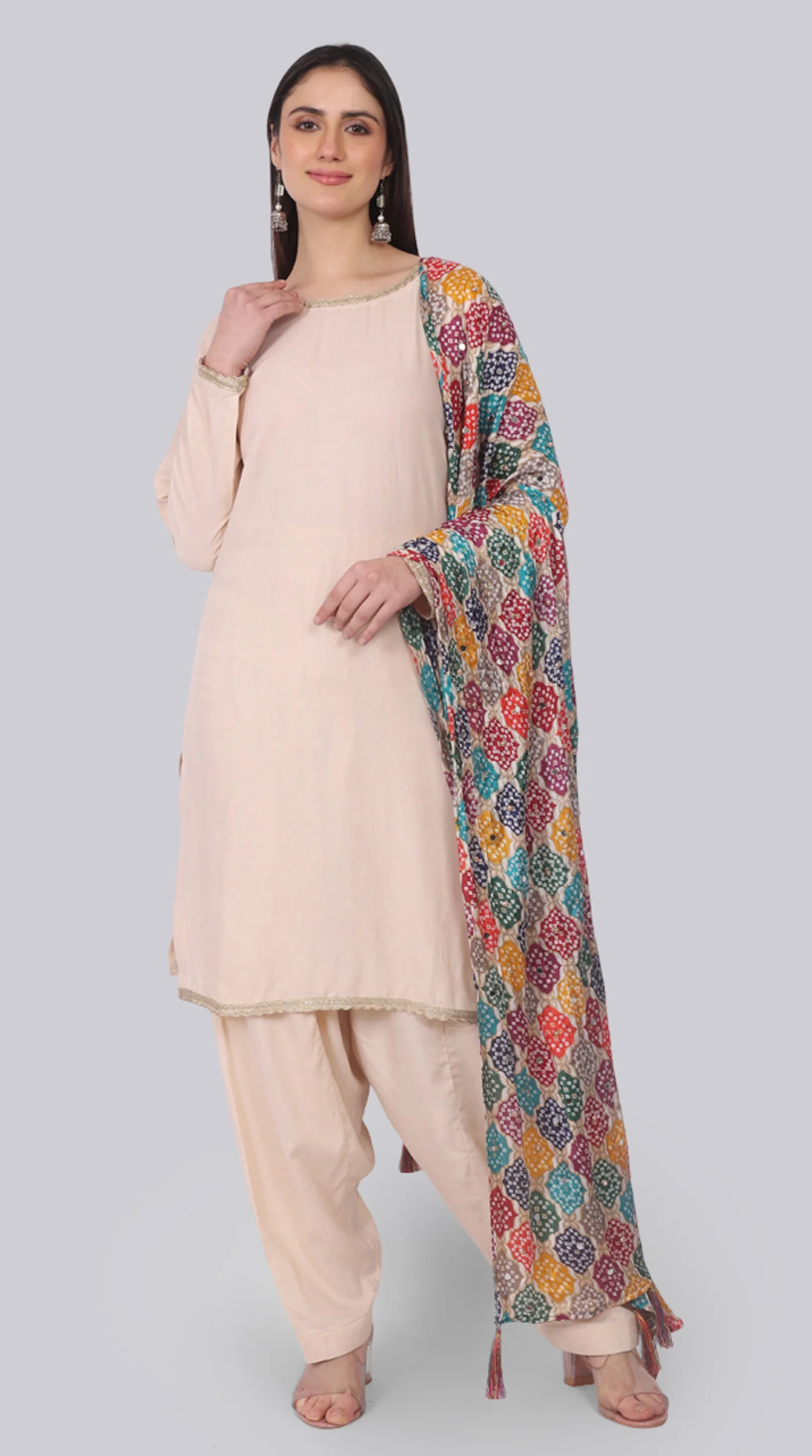 Ivory Rayon Shift Suit Set - Image 2