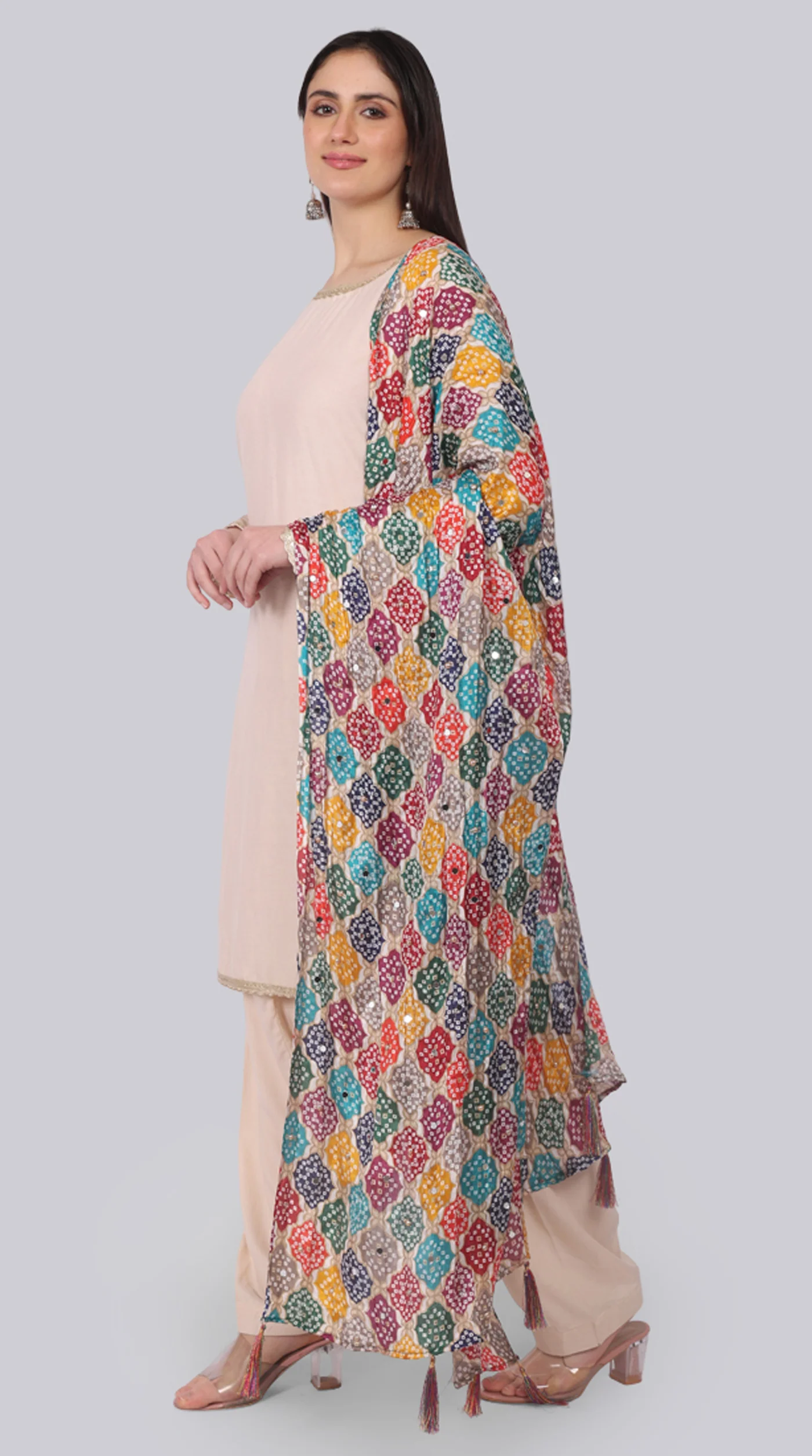 Ivory Rayon Shift Suit Set - Image 3