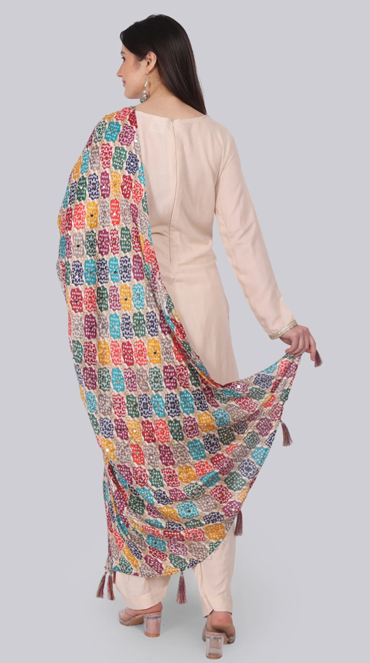 Ivory Rayon Shift Suit Set - Image 4