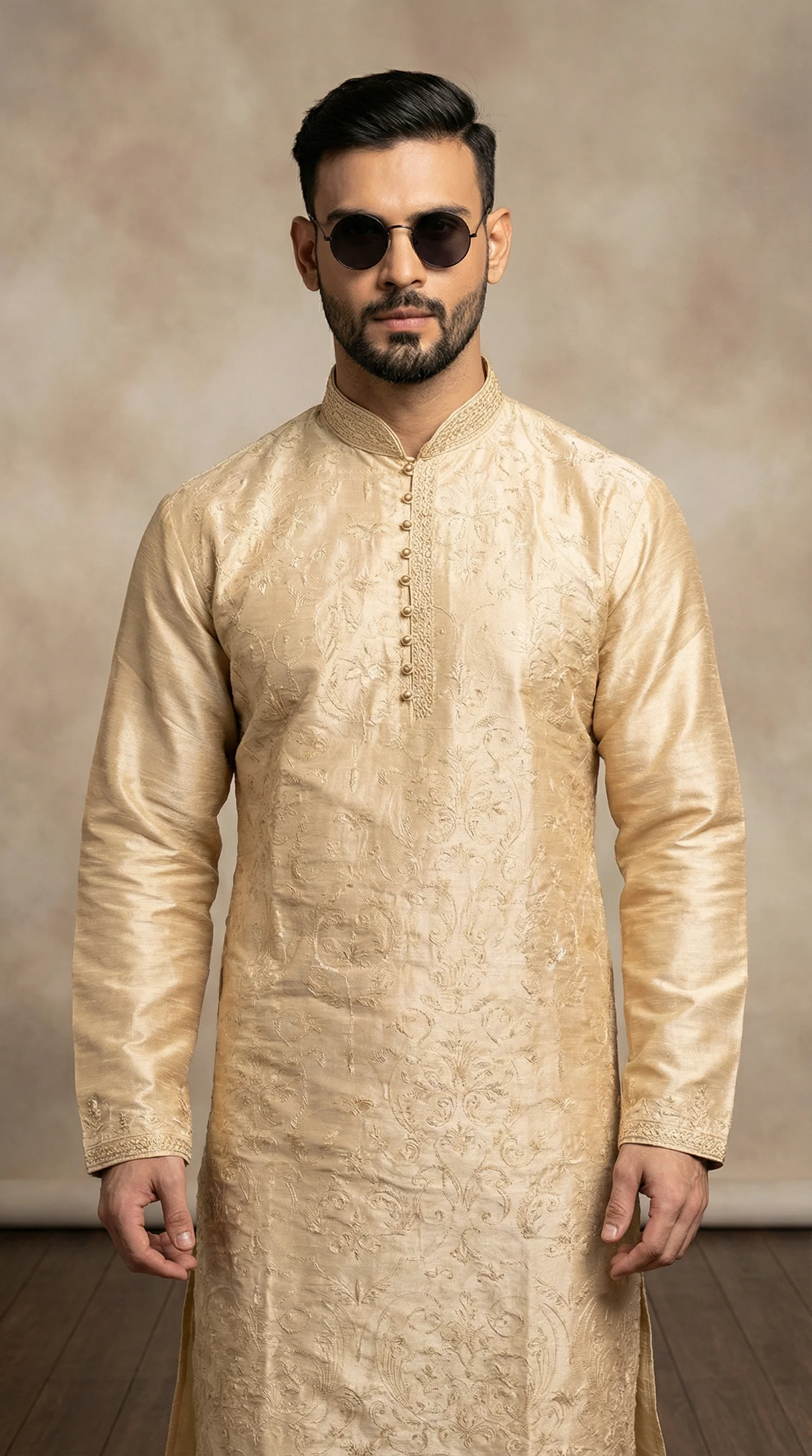 Ivory Resham Jaal Kurta Churidaar Set - Image 2