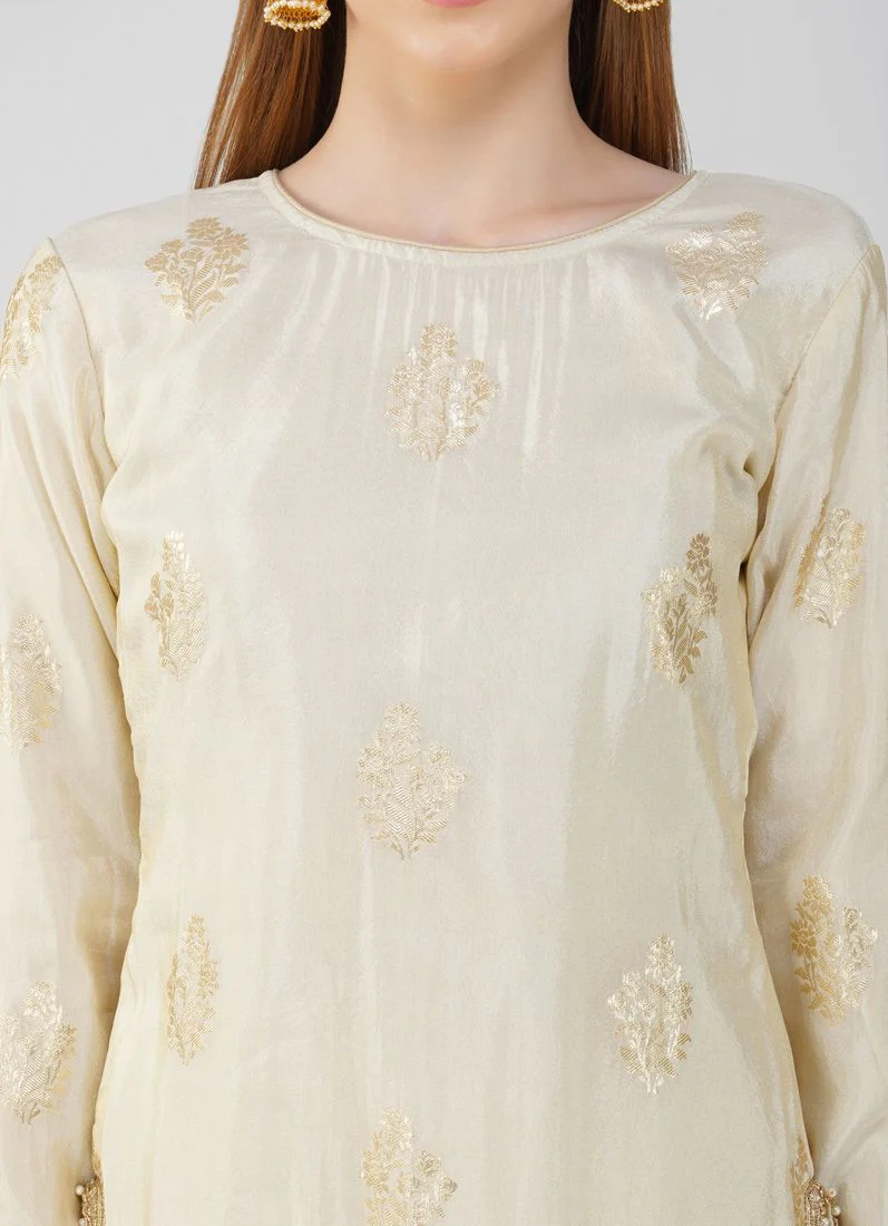 Ivory Viscose Georgette Suit Set - Image 4
