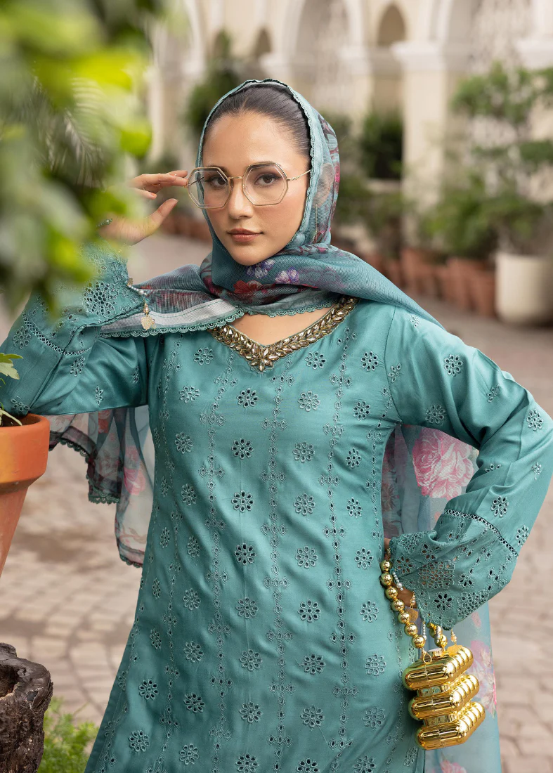 Jade Chikenkari Handwork Suit Set - Image 3