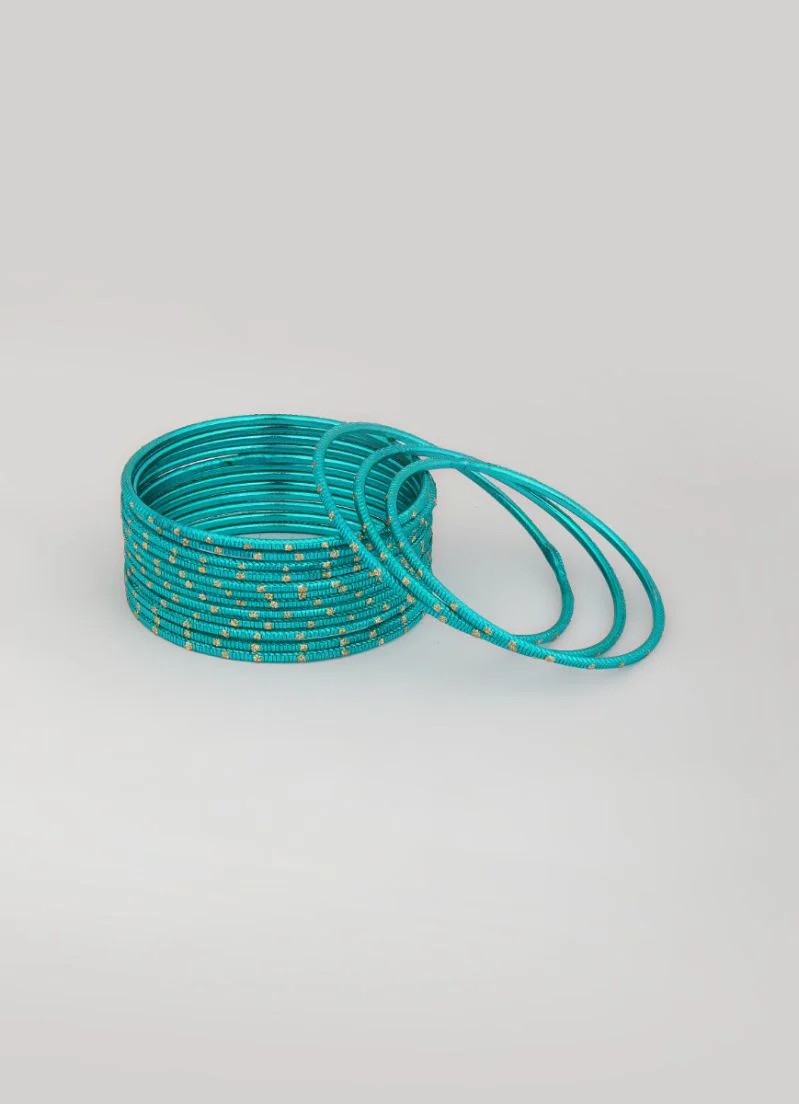 Jade Green Glitter Aluminum Bangles Set - Image 3