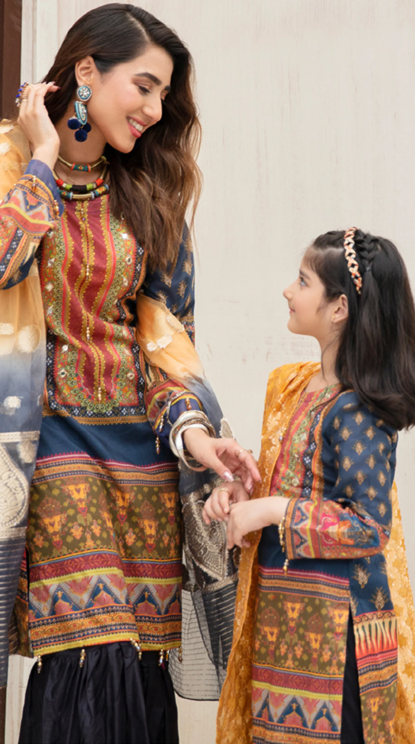 Kid's  Airjet Lawn Jacquard Dupatta Gharara Suit Set - Image 2