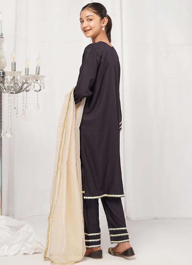 Kids Black Linen Trouser Suit - Image 2