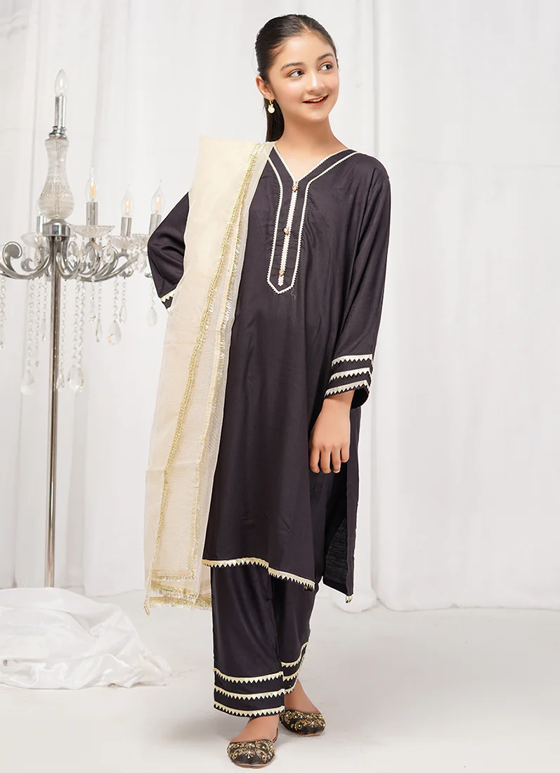 Kids Black Linen Trouser Suit - Image 3