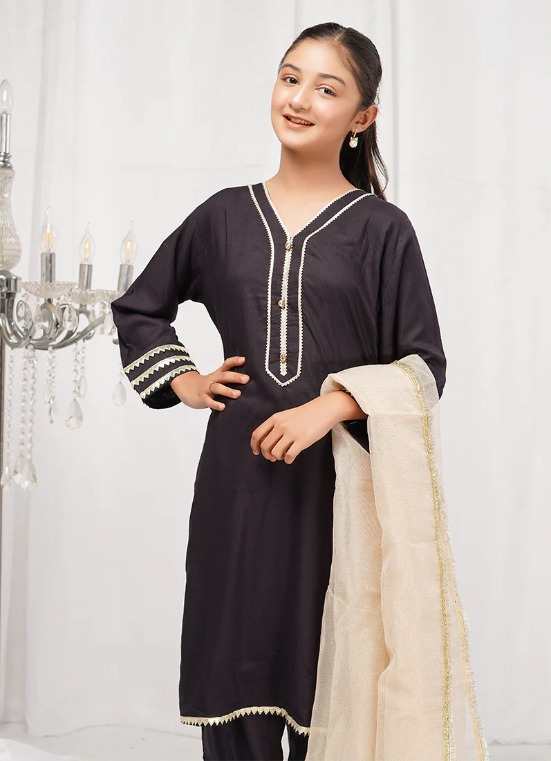 Kids Black Linen Trouser Suit - Image 4