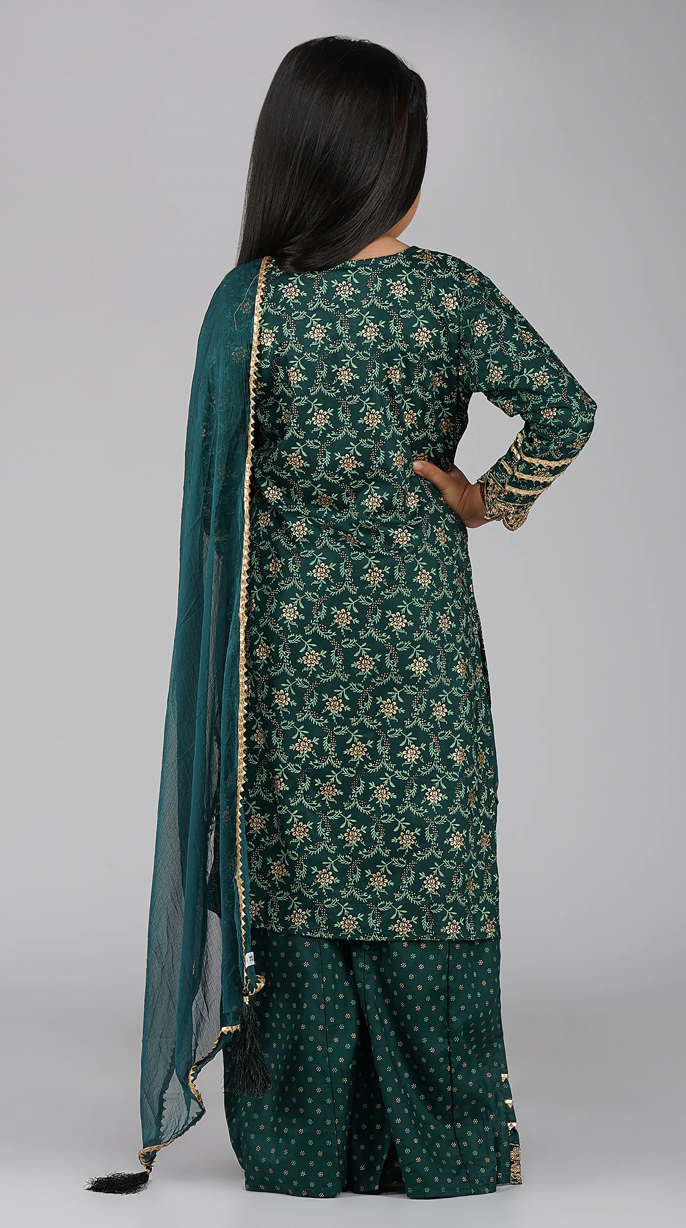 Kids  Embroidered Sharara Suit Set - Image 5