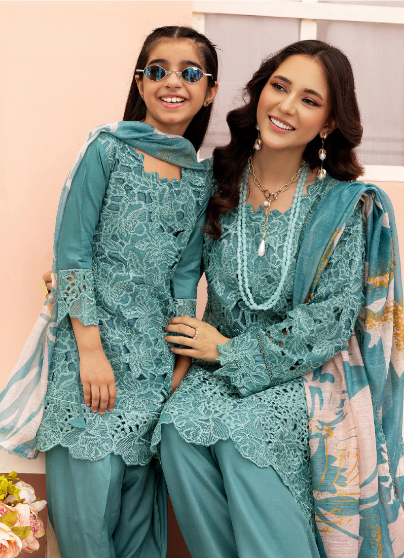 Kid's Jade Cutwork Suit Set - Image 3