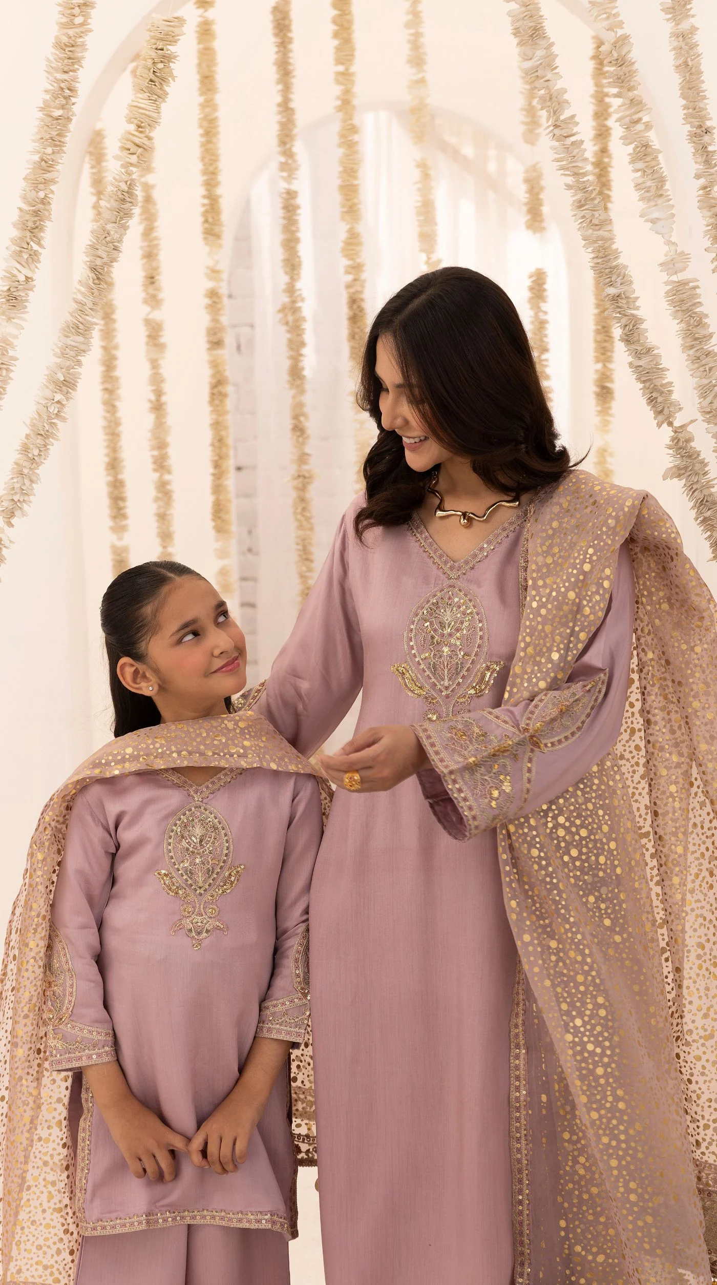 Kid's Purple Viscose Embroidered Kurta Palazzo Set - Image 5