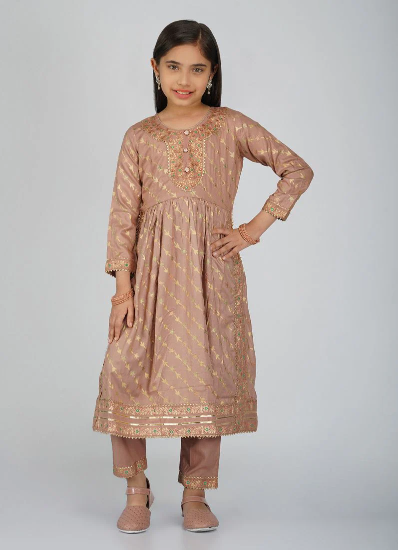 Kids Nude Rayon Naira Cut Suit Set - Image 3