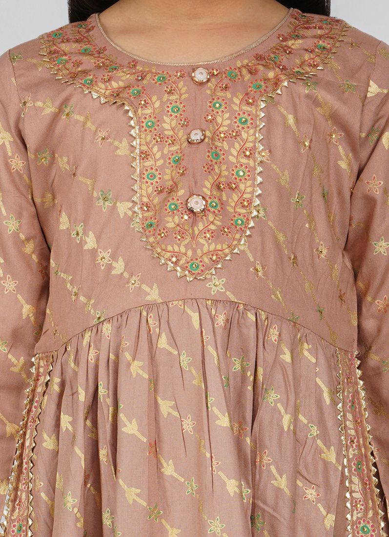 Kids Nude Rayon Naira Cut Suit Set - Image 4