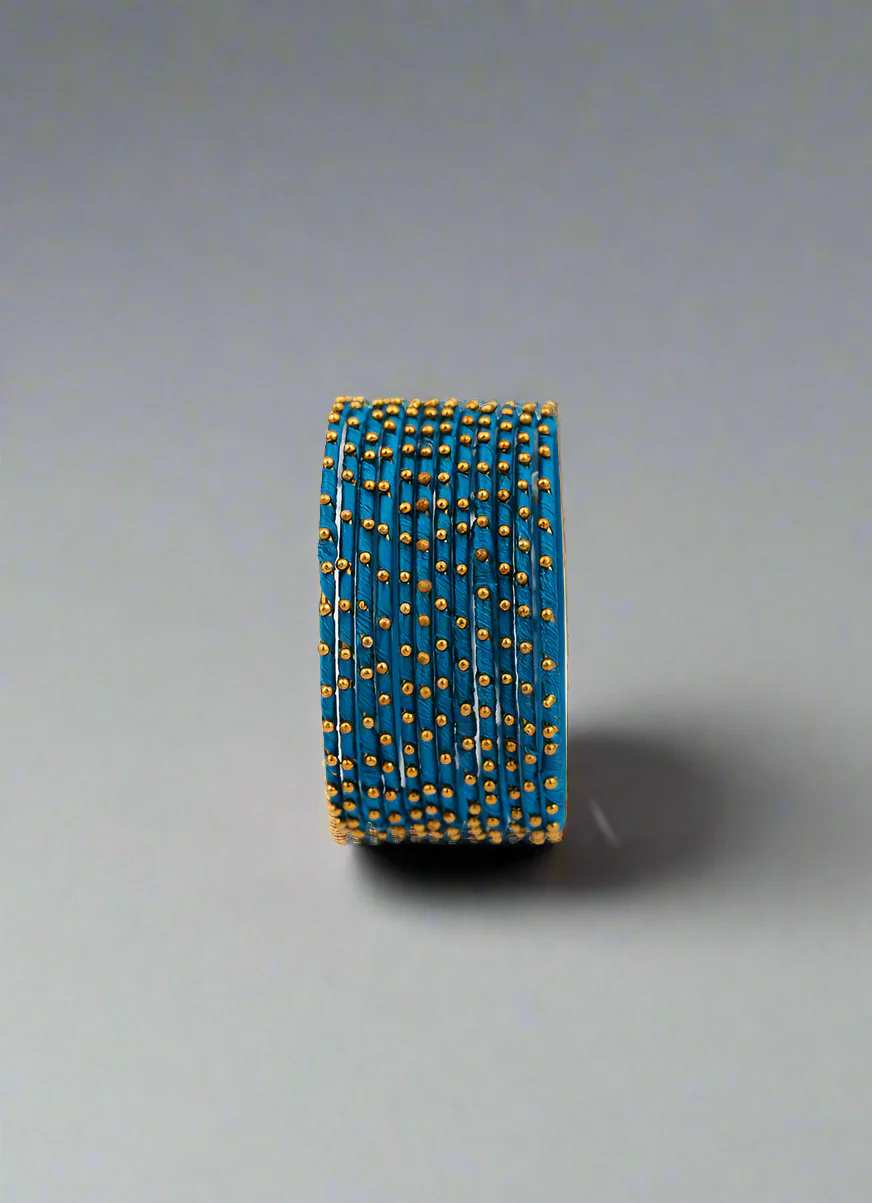 Kids Peacock Blue Bangles Set - Image 2