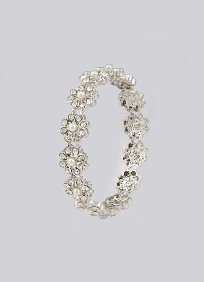 Kids Silver Flower Bangles - Image 2
