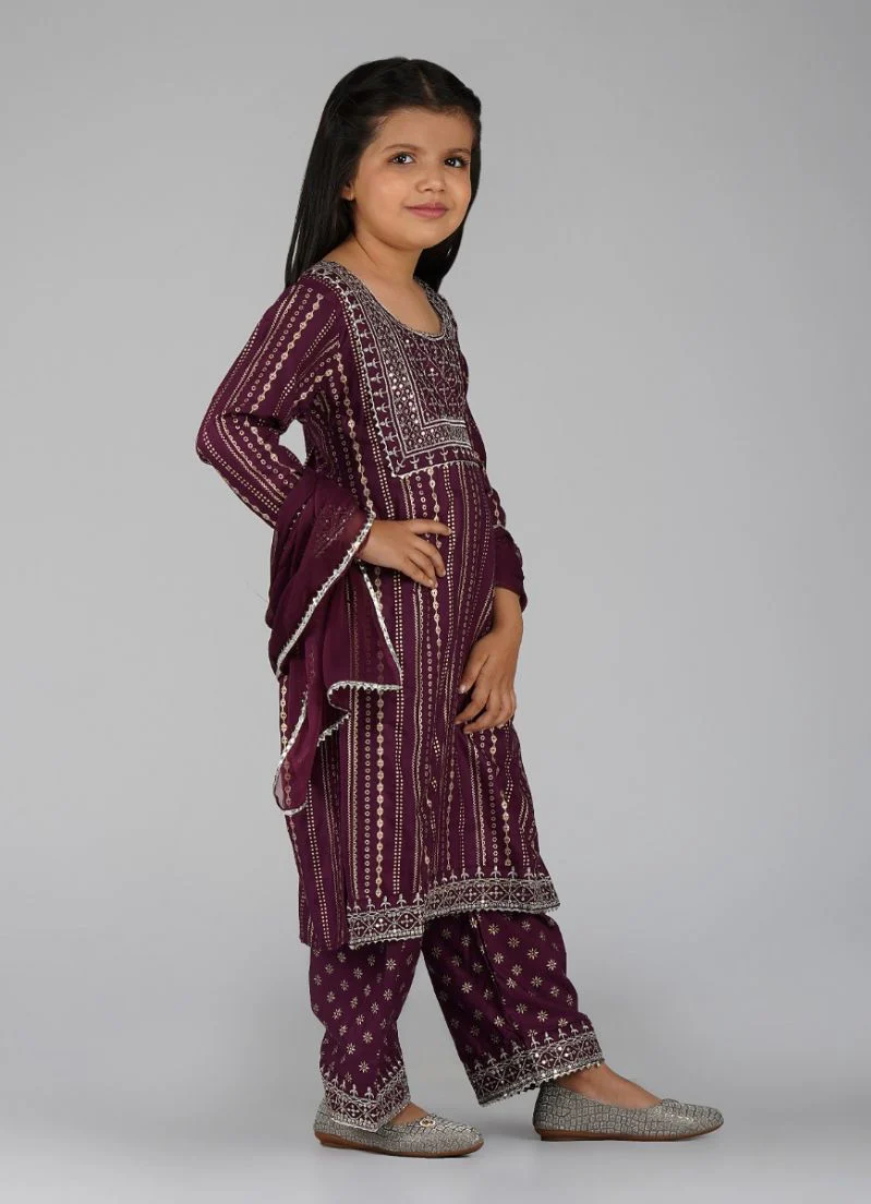 Kids Wine Foil Print Suit Set - Image 2