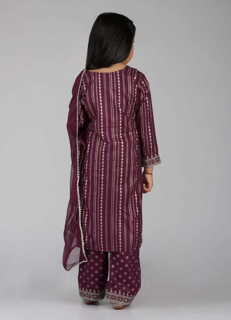 Kids Wine Foil Print Suit Set - Image 3