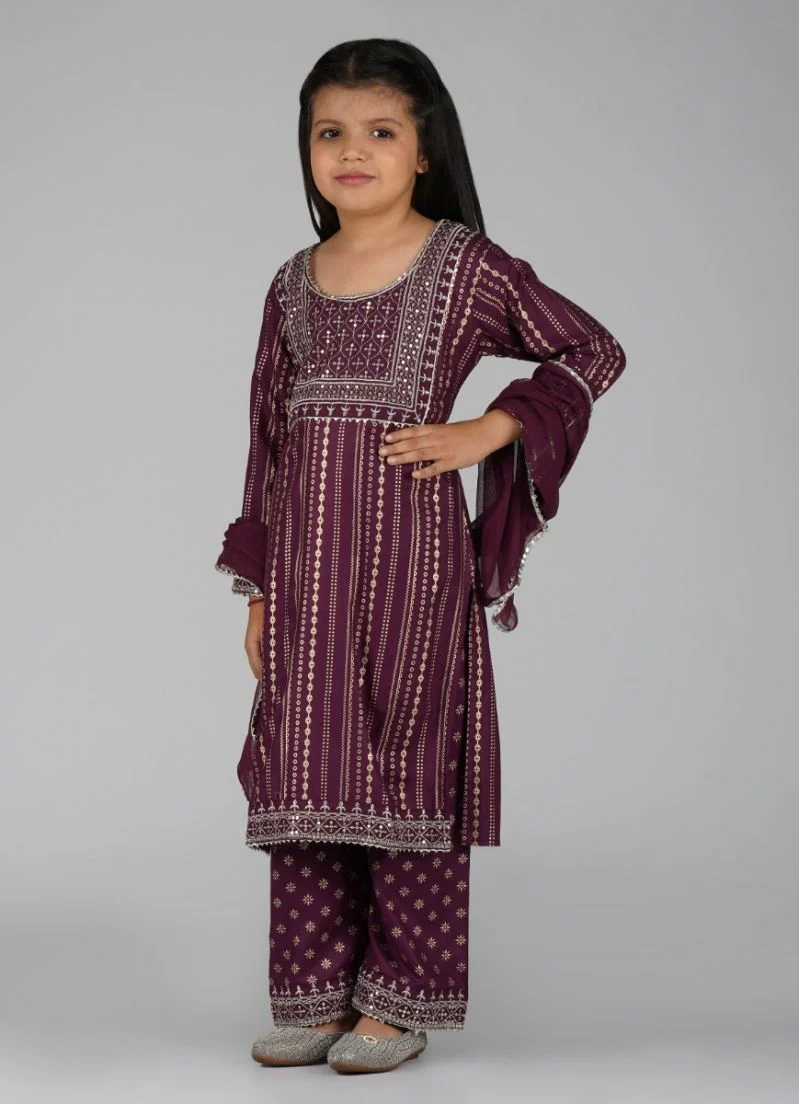 Kids Wine Foil Print Suit Set - Image 4