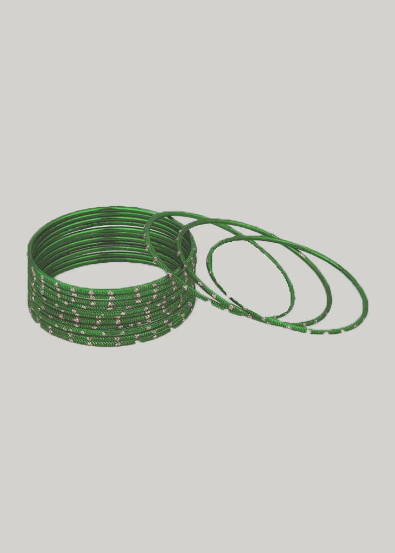 Mint Green Glitter Spot Bangle Set - Image 2