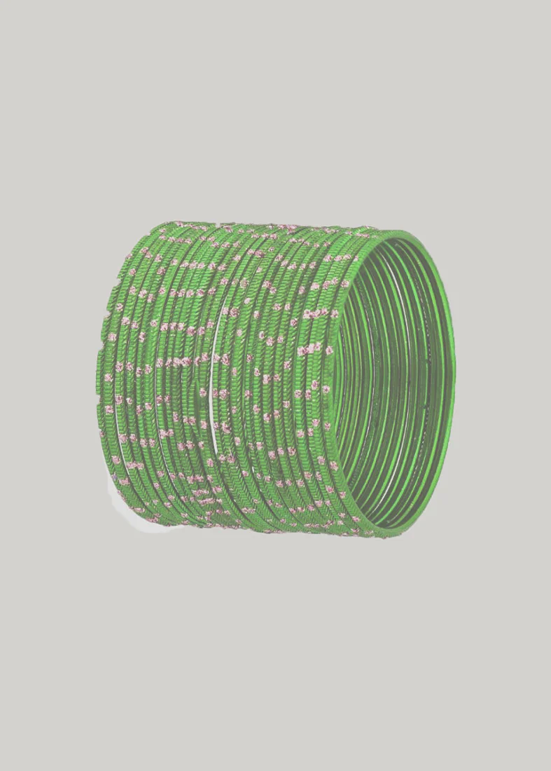 Mint Green Glitter Spot Bangle Set - Image 3