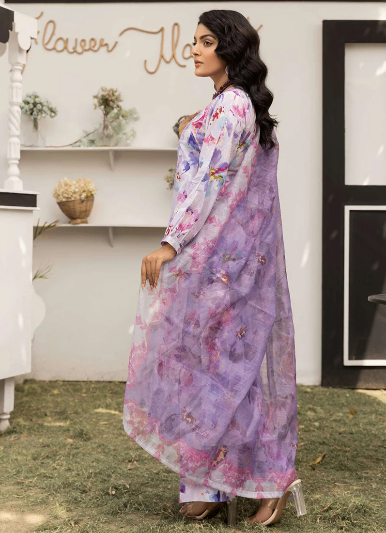 Lavendar Digital Printed Lawn Suit Set - Image 2