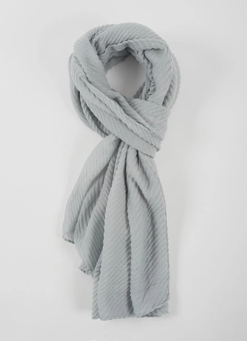 Light Blue Cotton Crinkled scarf - Image 2