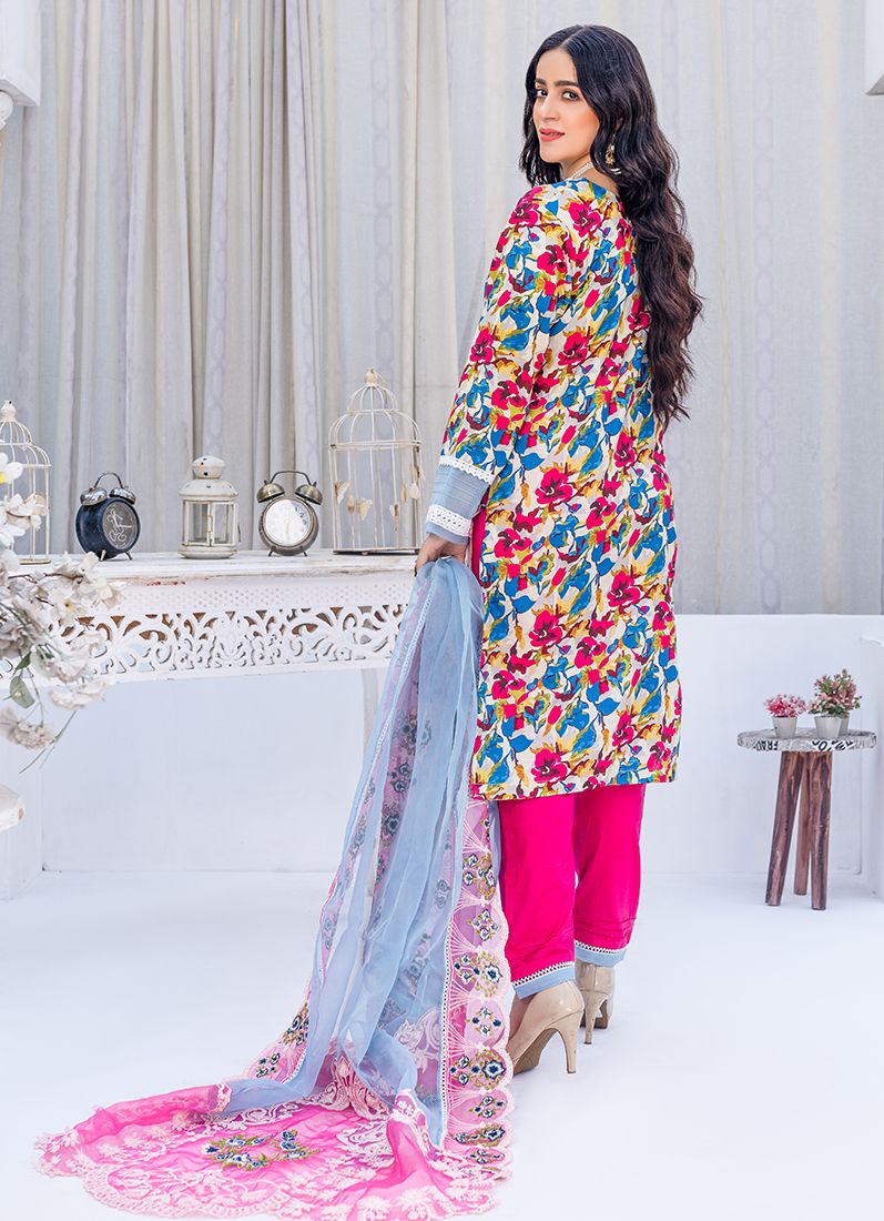 Light Blue Digital Printed Suit Set - Image 3