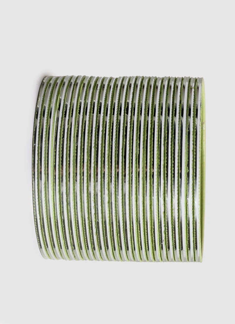 Light Green Shining Bangle Set â€“ Elegant Stackable Bangles for Women - Image 4