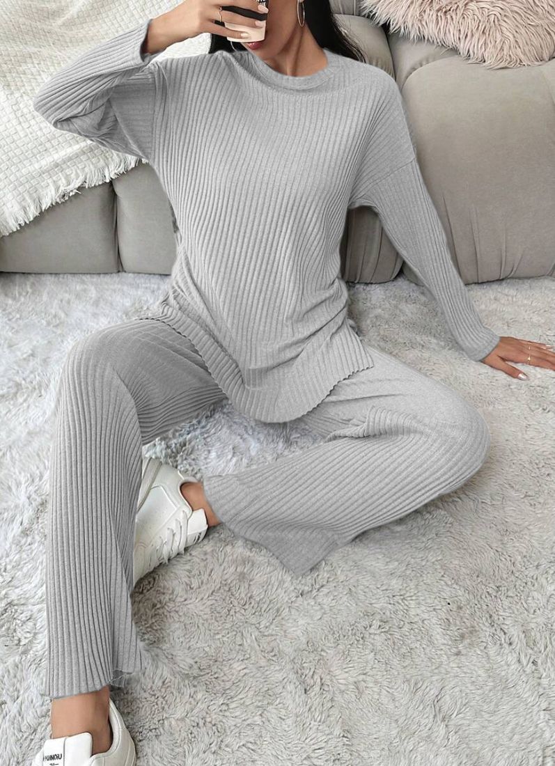 Light Grey Cotton Ribbed Co-Ord Set - Image 5