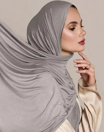 Light Grey Large Super Soft Jersey Hijab Scarf - Image 2