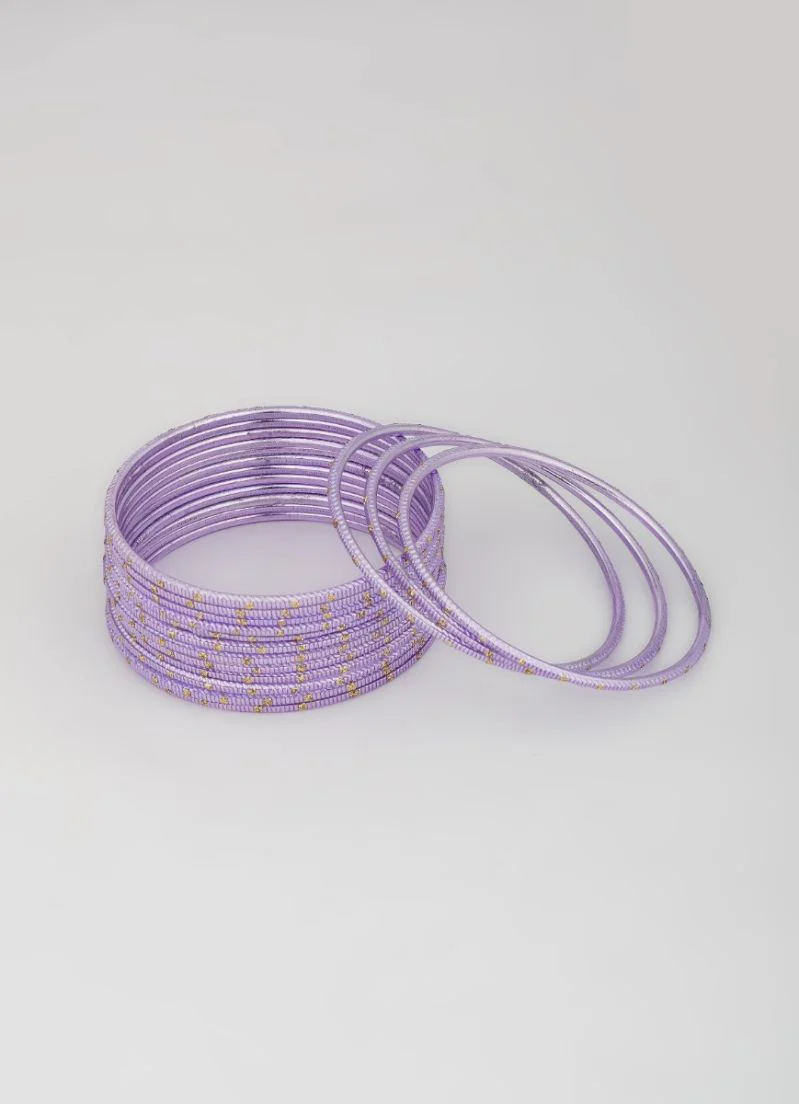 Lightweight Bangle Set â€“ Light Lilac Glitter Bangles - Image 4