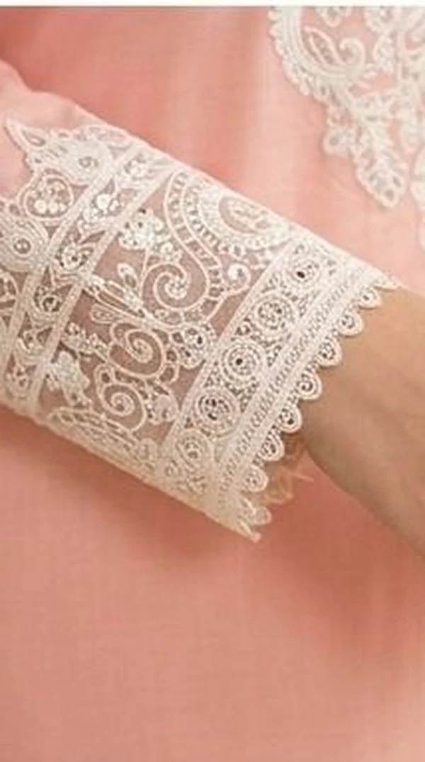 Light Pink Farshi Salwar Suit with White Embroidered Lace - Image 4