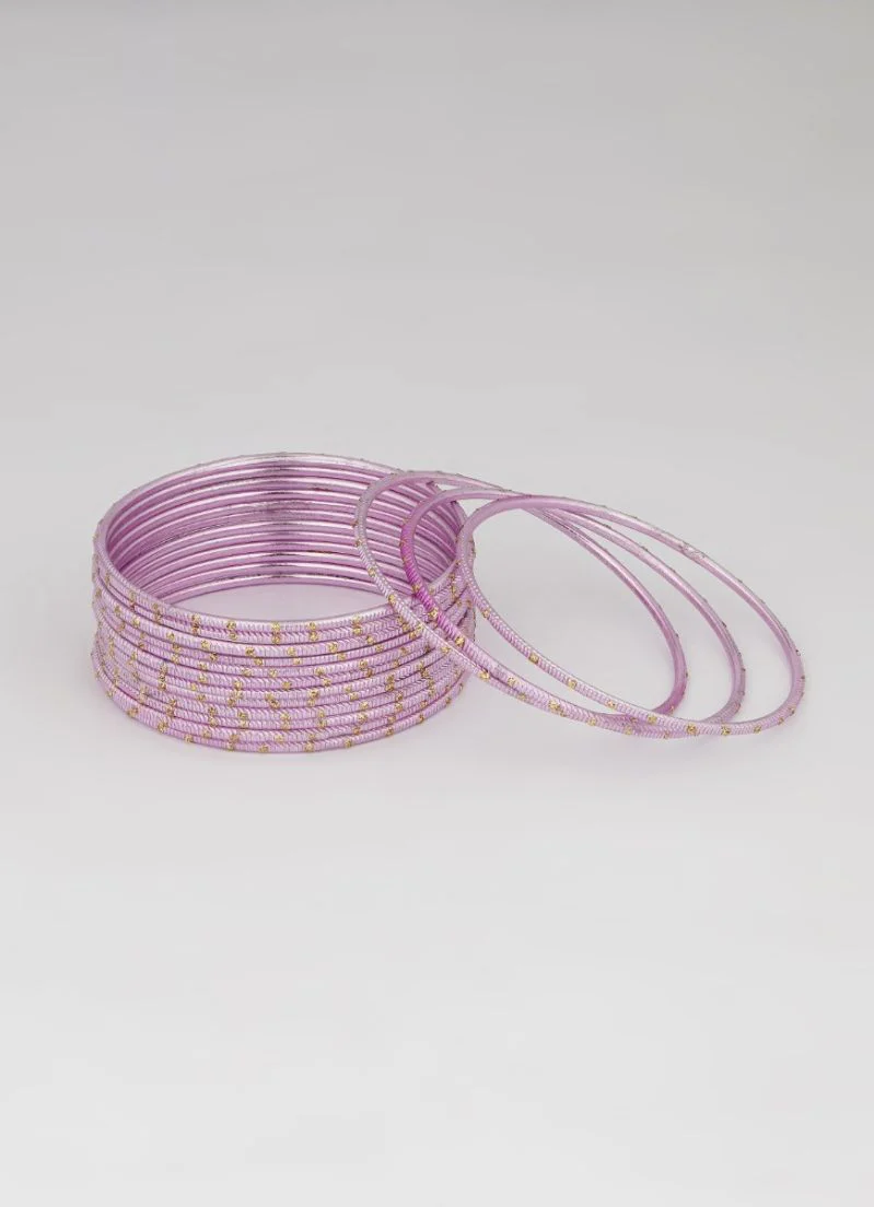 Light Pink Glitter Bangles Lightweight Jewellery Set for Weddings & Special Occasions - Image 3