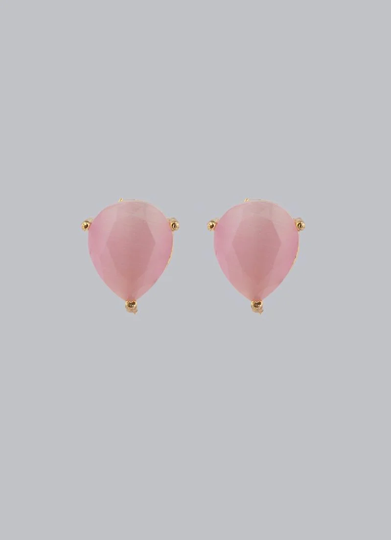 Light Pink Stone Stud Earrings - Elegant & Luxury Jewelry - Image 2