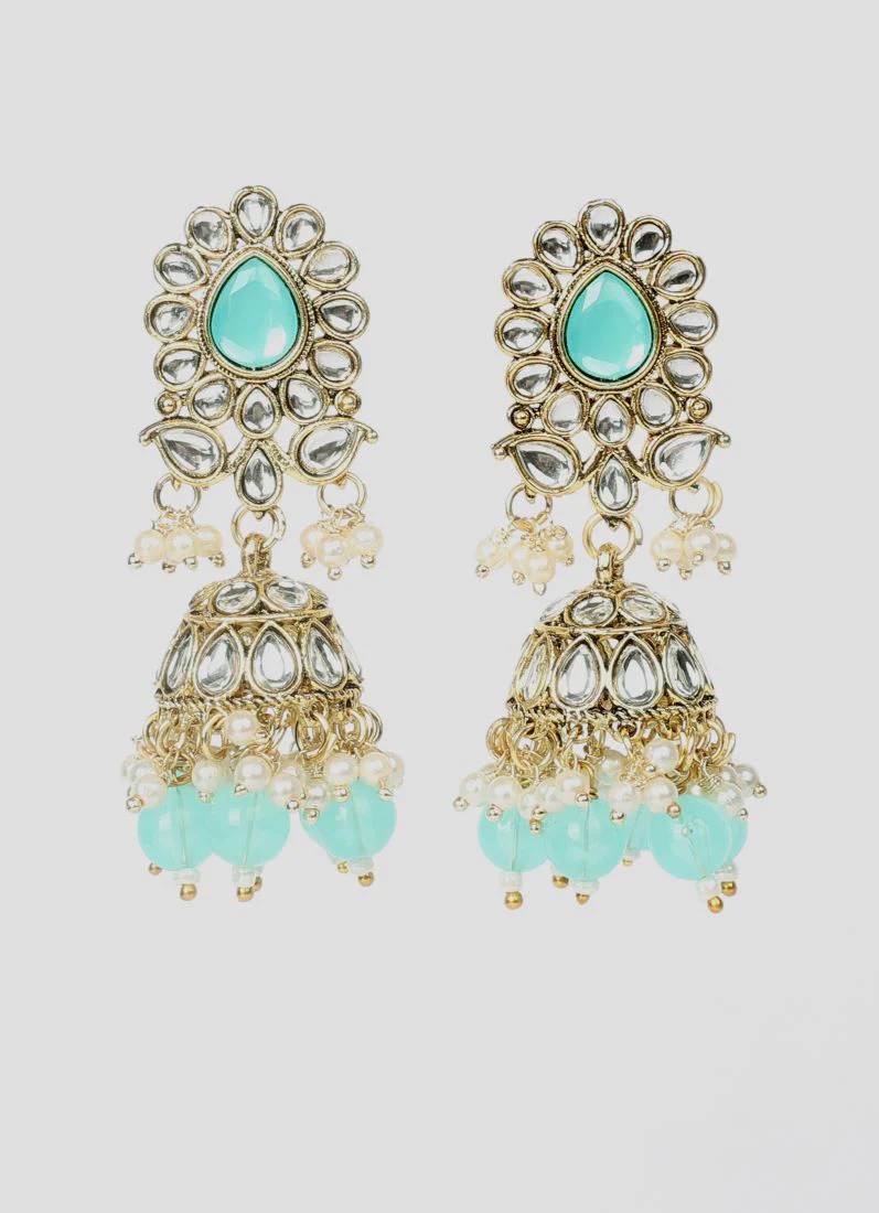 Light Sea Blue Kundan Choker Set - Image 4