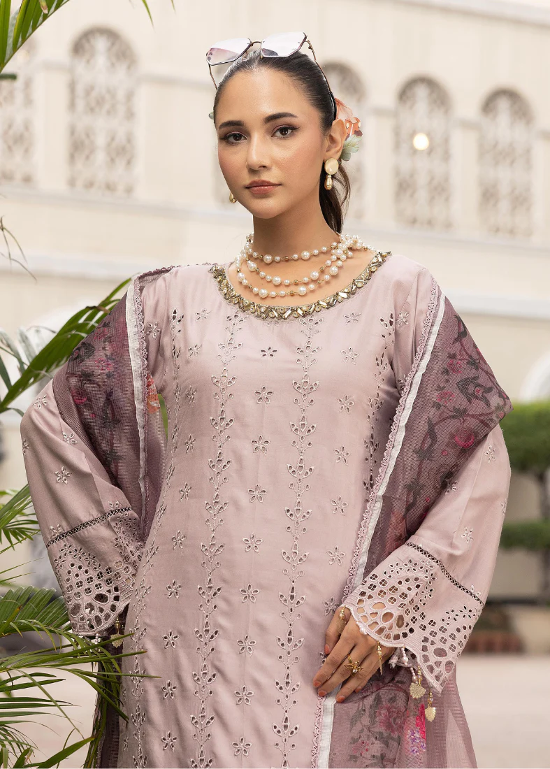 Lilac Chikenkari Handwork Suit Set - Image 4
