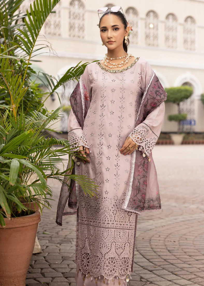 Lilac Chikenkari Handwork Suit Set - Image 5