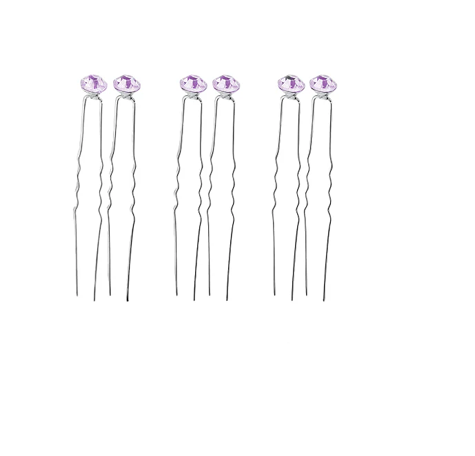 Lilac Diamonte Bun Pins - Image 2