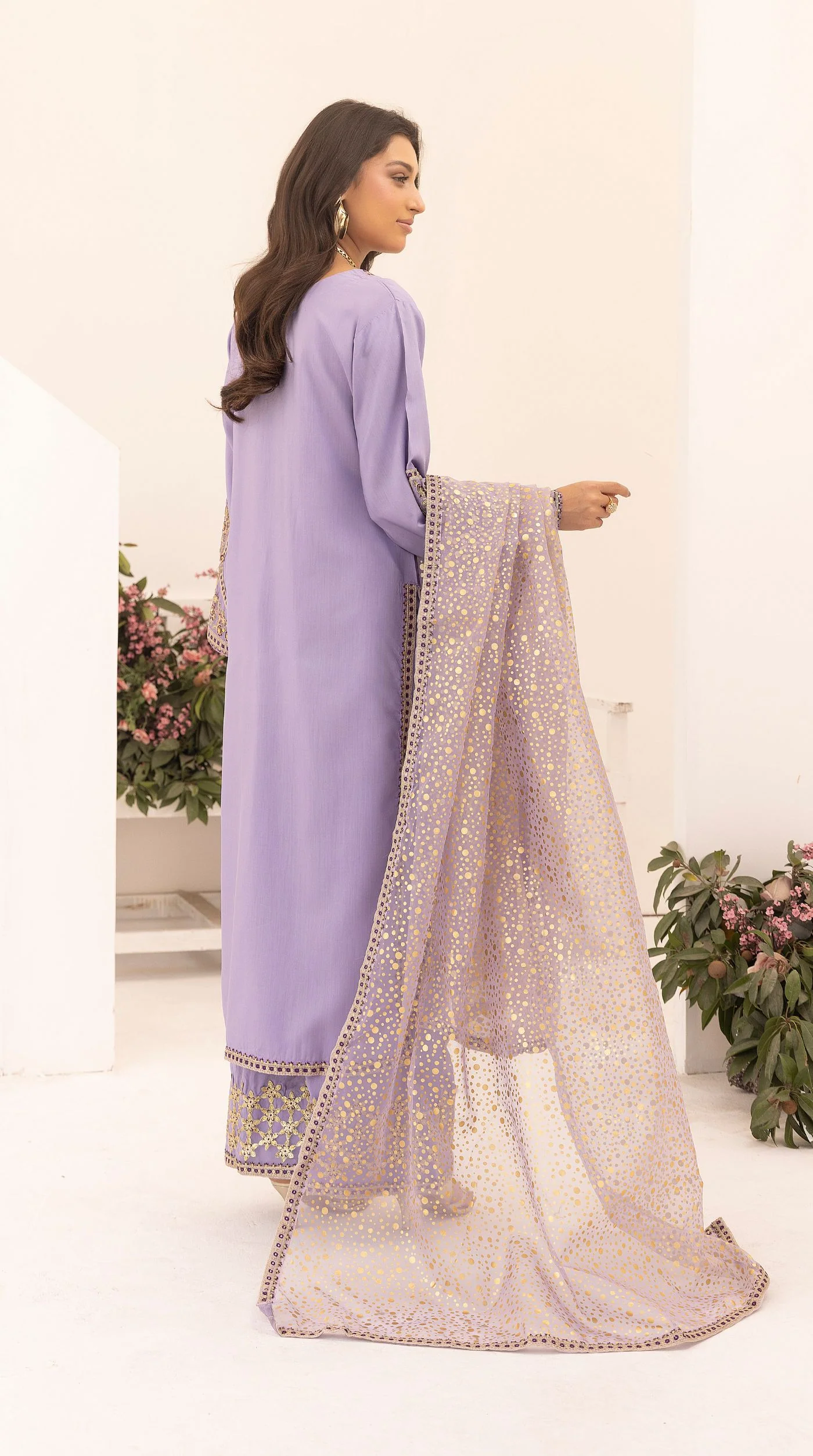 Lilac Embroidered Salwar Kameez – Elegant Festive Pakistani Suit - Image 4