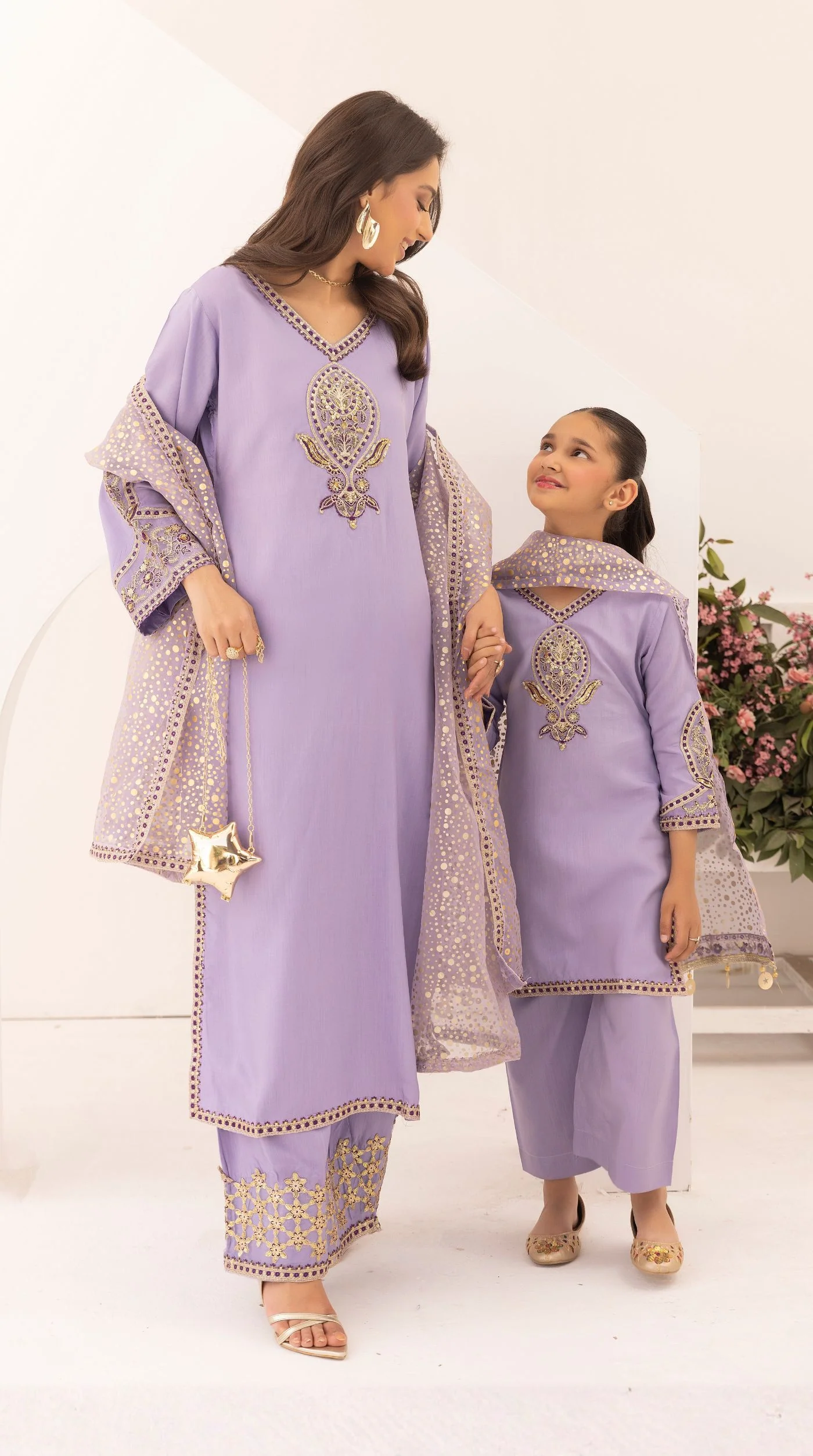 Lilac Embroidered Salwar Kameez – Elegant Festive Pakistani Suit - Image 6