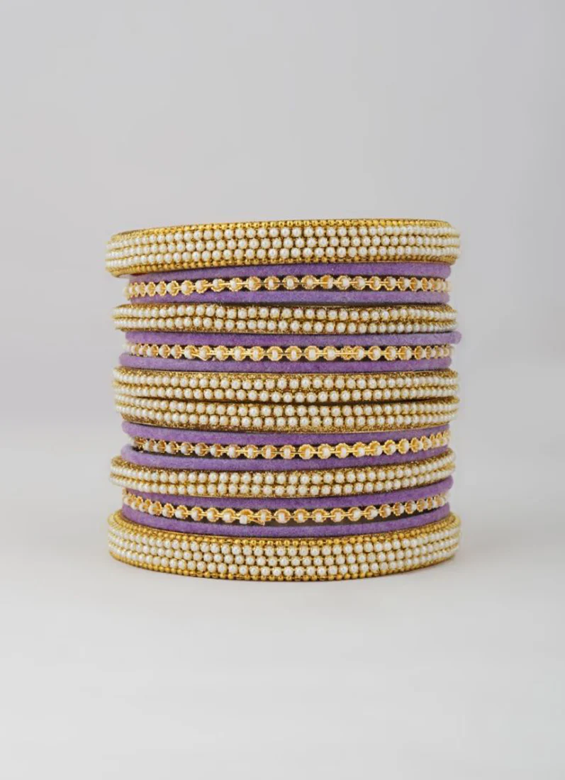 Lilac Velvet Bangle Set - Image 2