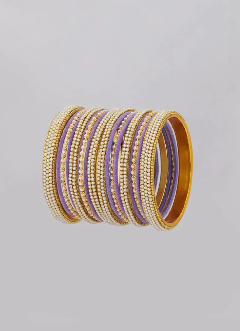 Lilac Velvet Bangle Set - Image 3