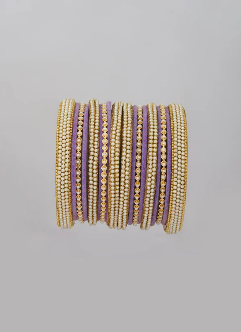 Lilac Velvet Bangle Set - Image 4