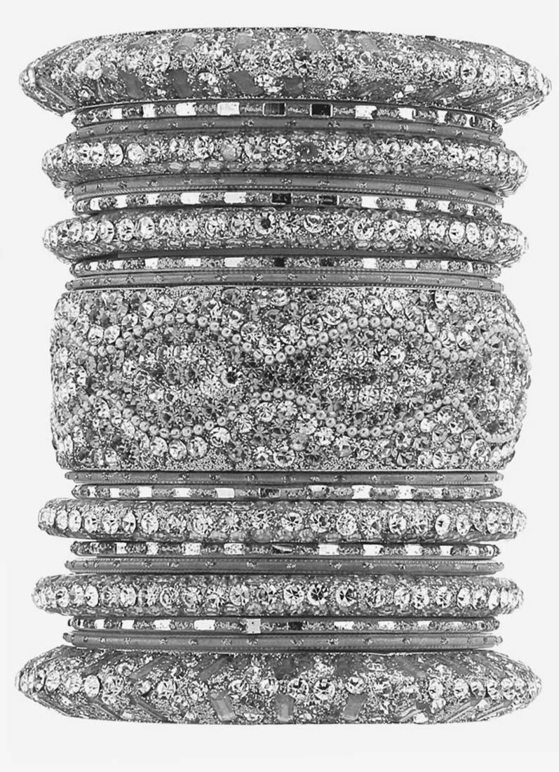 Luxury Silver Diamante Bangle Set - Image 2
