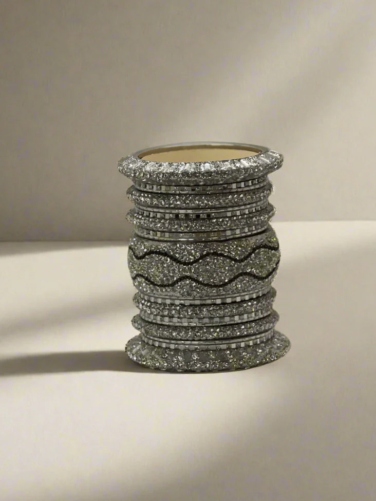 Luxury Silver Diamante Bangle Set - Image 3