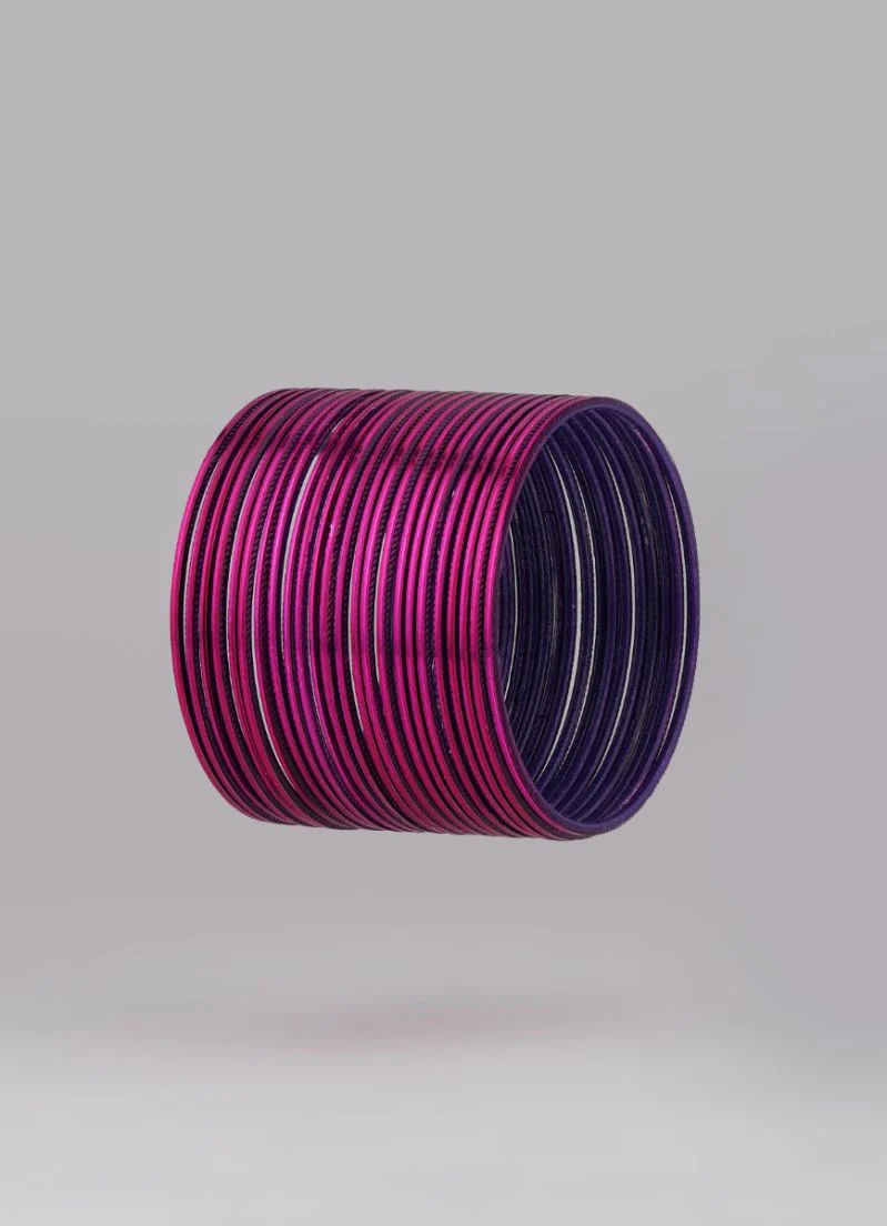 Magenta Aluminium Bangle Set â€“ Lightweight Slim Stackable Bangles for Women - Image 2