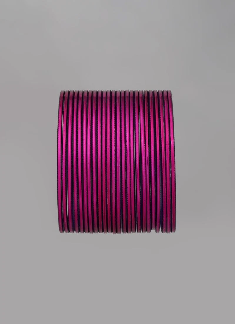 Magenta Aluminium Bangle Set â€“ Lightweight Slim Stackable Bangles for Women - Image 4