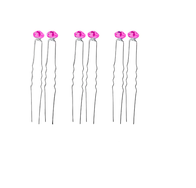 Magenta Diamonte Bun Pins - Image 2