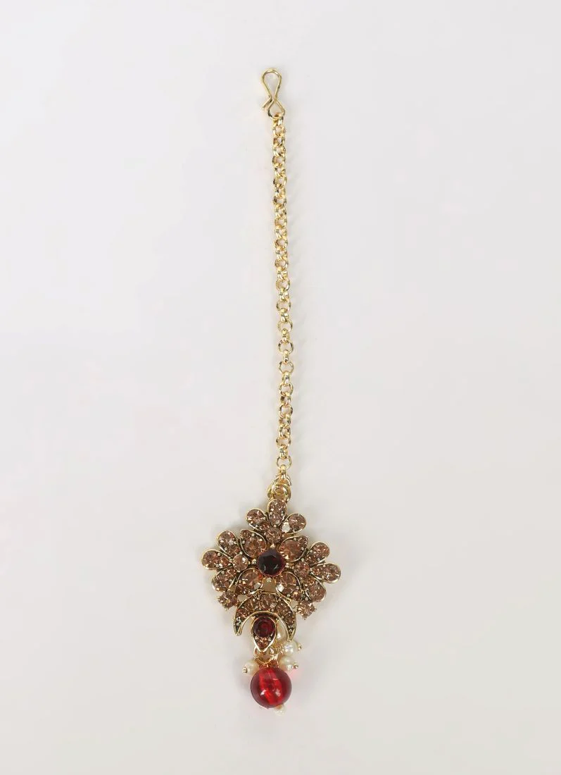 Maroon Antique Gold Choker Set - Image 6