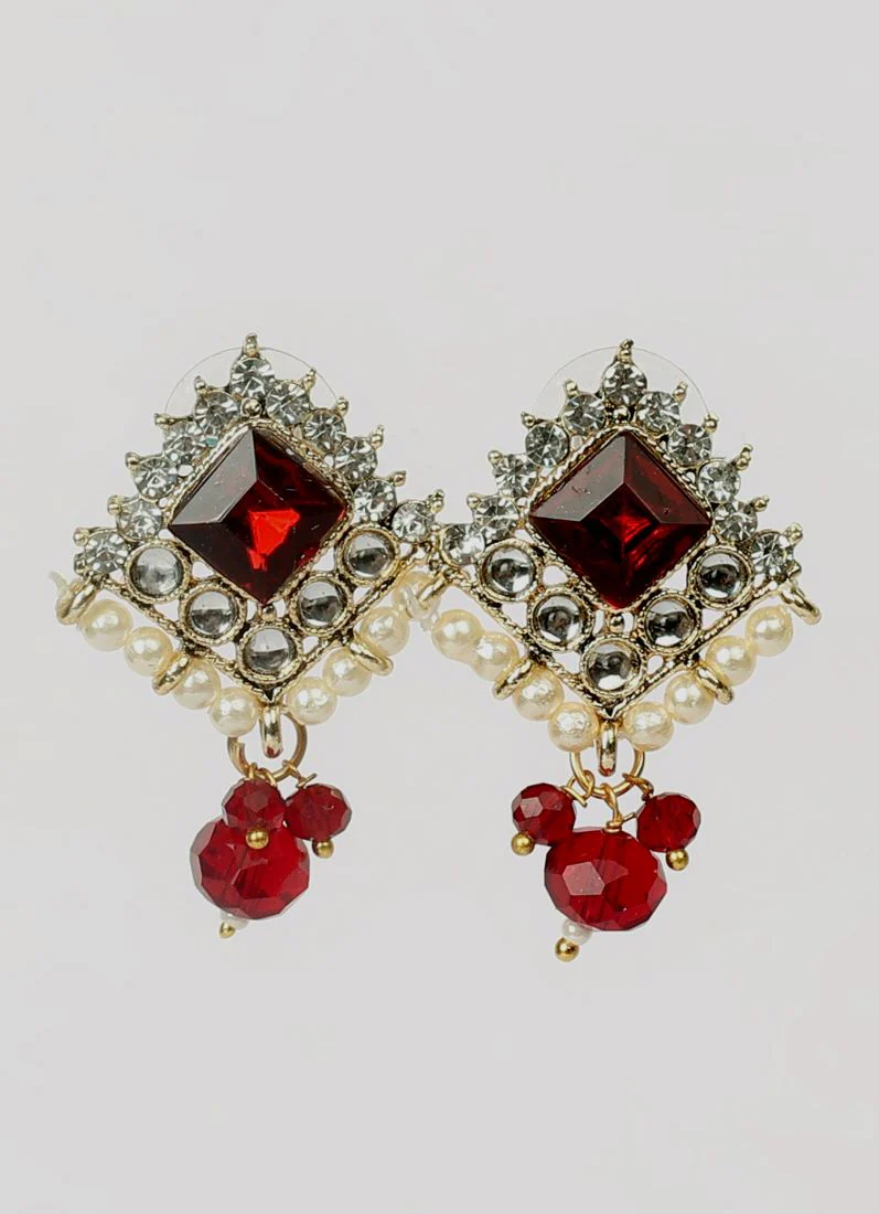 Maroon Crystal Chocker Set - Image 4